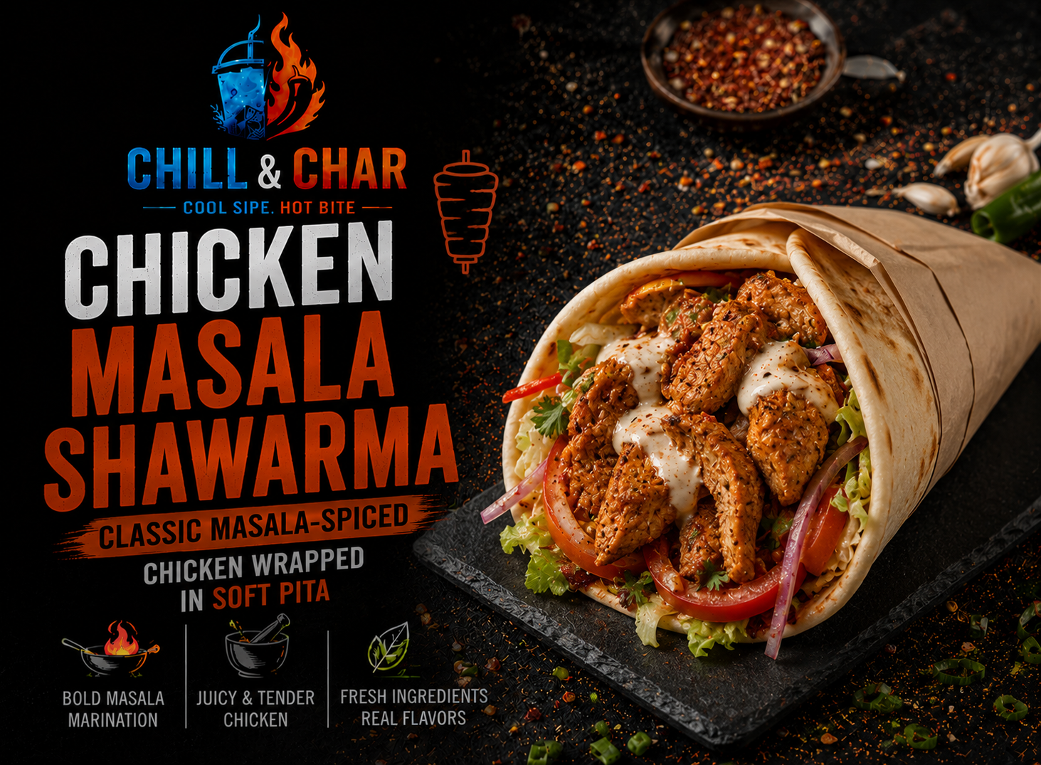 Chicken Masala Shawarma